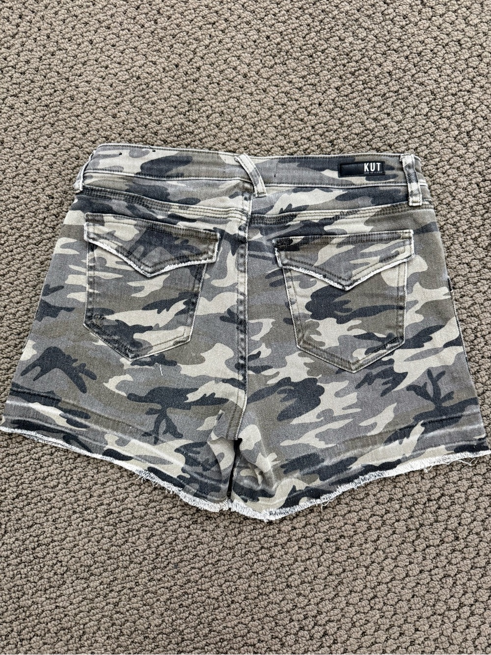Kut from the Kloth “Alice” Camo Mid-Rise Jean Shorts